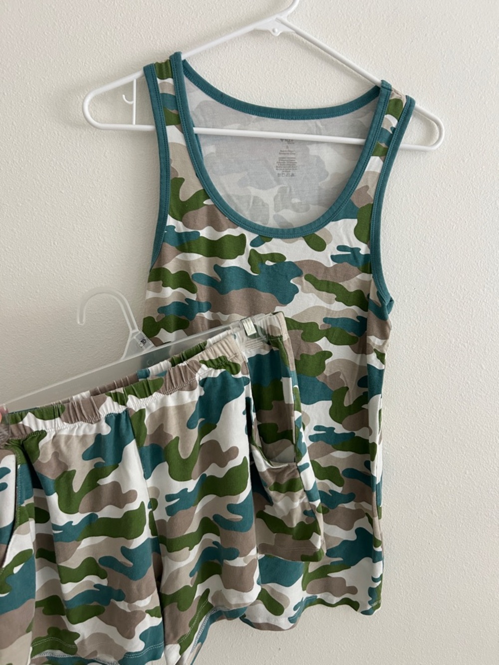 Kyte Baby Kyte Living Green Blue Fun Camo Shorts Pajamas Set Size Small